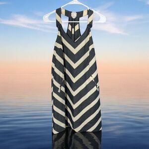 POSTMARK ANTHROPOLOGIE size 2 Linen Chevron Striped Sleeveless Dress